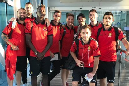 Los jugadores, en el aeropuerto.