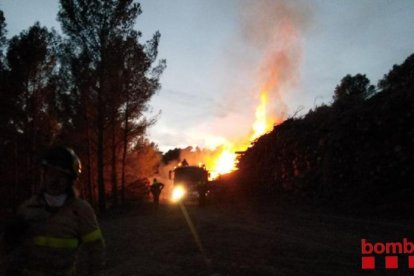 Crema pila de troncs a la zona de Fontscaldes, Valls.