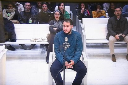 Pablo Hasel durant el judici a l'Audiència Nacional.