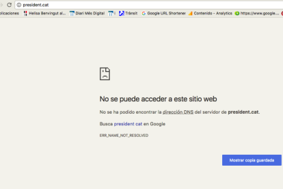 Si els usuaris intenten accedir a president.cat i govern.cat els apareix un missatge indicant que no s'ha trobat l'adreça.