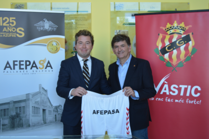 Ignaci Pallarés, president del Grup d'empreses Afrex Holding; i Josep Maria Andreu, president del Gimnàstic de Tarragona.