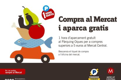 Imatge de la campanya 'Compra al mercat i aparca gratis'.