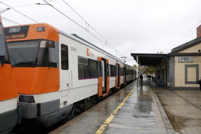 Imatge d'un tren aturat a l'estació de Cambrils.