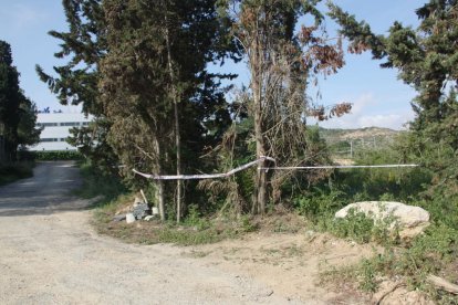 Cordó policial que van establir els Mossos a la zona on es va trobar el cos de la jove.