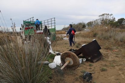 Pla obert d'un espai de la platja Eucaliptus d'Amposta plena de mobles.