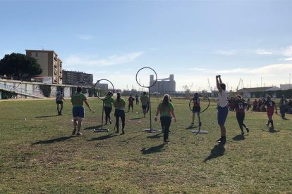 Imatge d'un dels partits de Quidditch que s'han disputat aquest matí