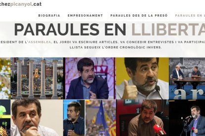 Captura de pantalla de la pàgina web de Jordi Sànchez