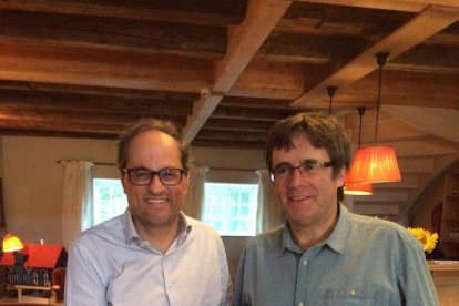 Quim Torra i Carles Puigdemont, en la fotografia que ha publicat el President de la Generalitat a Twitter.