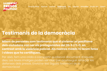 Òmnium Cultural ha posat en marxa el web 'Testimonis de la democràcia' dins del projecte 'Us volem a casa'.