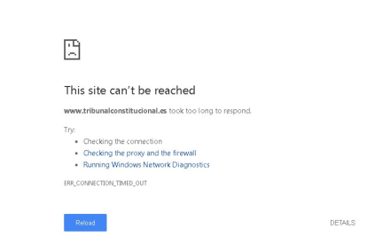 Imatge que presentava la web del Tribunal Constitucional durant el ciberatac.