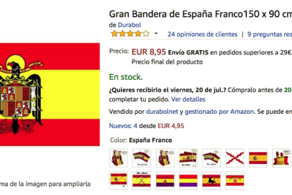 La bandera franquista està a la venda a Amazon.