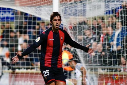 Lekic, después de marcar el gol contra el Almería.