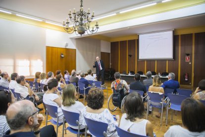 El secretario de Universidades de la Generalitat, durante la exposición.