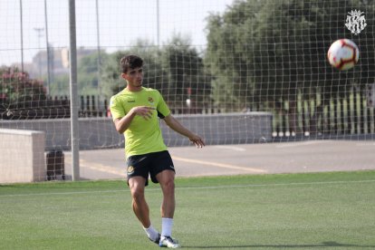 Carrión durante uno de los entrenamientos de pretemporada del Nàstic esta temporada.