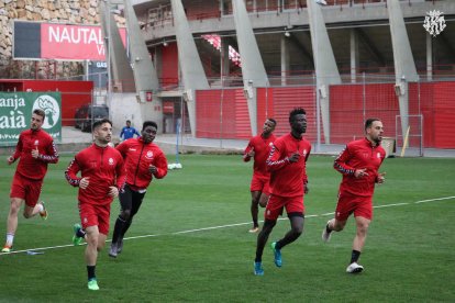 Jugadors del Nàstic, entrenant aquesta setmana.