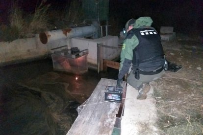 Un agent inspeccionant els punts de pesca de l'angula.