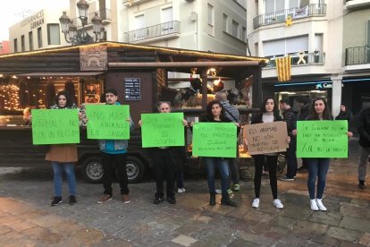 Imagen de las activistas en la protesta del miércoles.