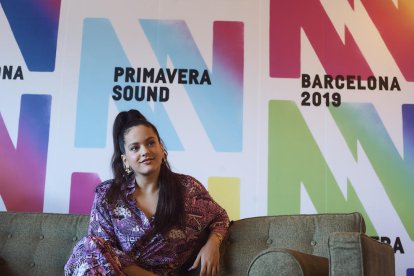 Rosalía durant la roda de premsa que ha ofert en el marc del Primavera Sound