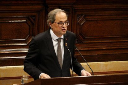 El president del Govern, Quim Torra, durant la seva compareixença al ple del Parlament el 12 de desembre DE 2018.