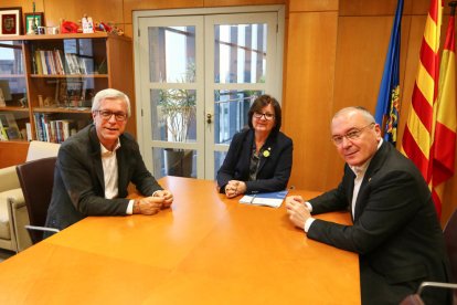 L'alcaldessa de Cambrils, Camí Mendoza, junt a l'alcalde de Tarragona, Josep Fèlix Ballesteros, i l'alcalde de Reus, Carles Pellicer.