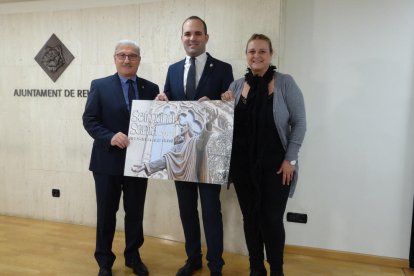 Francesc Escoda Mallorquí, Josep Domene y Montserrat Caelles durante la presentación.