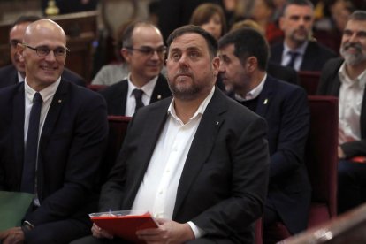 Oriol Junqueras, durante la primera sesión del juicio.