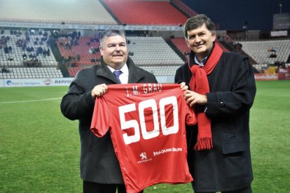 Grau, celebrant els 500 partits com a delegat.