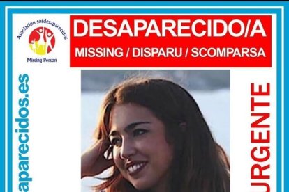 Cartell difós per l'associació 'Sosdesapareguts' que mostra la imatge de l'estudiant d'Erasmus desapareguda.