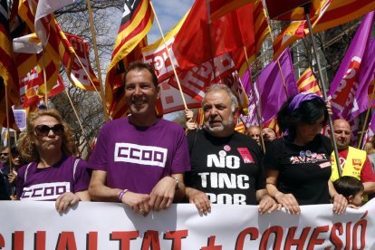 Vicente Moya de CCOO y Joan Llort de la UGT, en una manifestación de archivo.