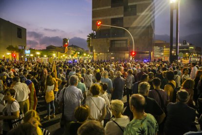 Los manifestantes en la Imperial Tàrrraco.