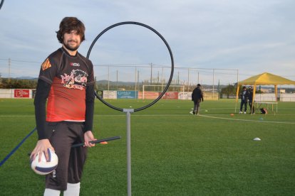 Adrián Medina a l'Estadi Municipal d'Altafulla, on aquest diumenge  s'ha disputat la Copa Catalana.