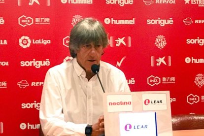 Enrique Martín, durant la roda de premsa prèvia al Nàstic-Mallorca.