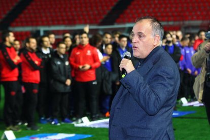 Javier Tebas inauguró, el viernes, la segunda edición de LaLiga Genuine en el Nou Estadi