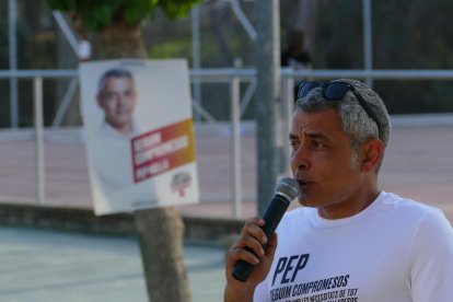 El alcalde y candidato de JxCat, Pep Nolla, ayer en Pallaresos Park.