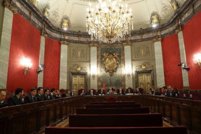 La sala de plenos del Tribunal Supremo donde se hace la vista de previo pronunciamiento, sin los acusados.