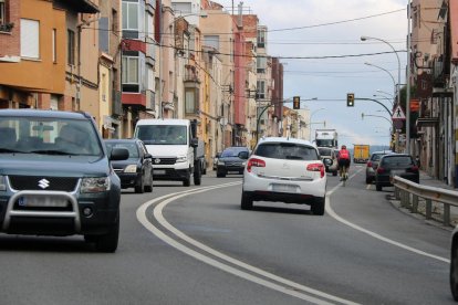 Pla general de l'N-340 al pas per l'Arboç, creuant pel centre del municipi. Imatge del 19 de novembre de 2018 (horitzontal)