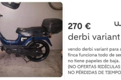 Imatge de l'anunci a Wallapop de la moto robada.