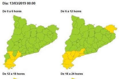 Imatge de la previsió per vent a Catalunya.