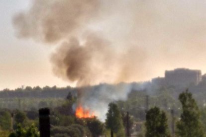 Imagen del incendio de vegetación en el paseo 30 de octubre de Salou.