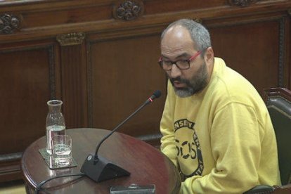 El portaveu d'Ustec i d'Escoles Obertes, Ramon Font, durant la seva declaració al Tribunal Suprem.