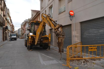 Foto de las obras en la calle Alt de Sant Pere.