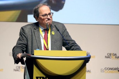 El president de la Generalitat, Quim Torra, intervenint a la cloenda del congrés constituent de la Crida Nacional per la República.