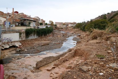 Plano general del río Francolí a su paso por l'Espluga de Francolí y de los destrozos en el cauce.