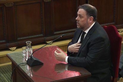 Oriol Junqueras durant la seva declaració al Tribunal Suprem.