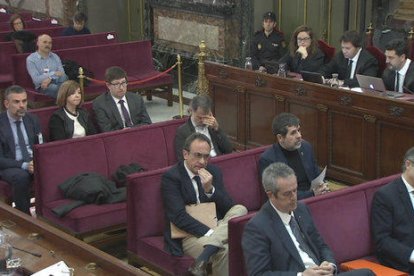 Plano general del banquillo de los acusados al juicio del 1-O que se celebra en el Tribunal Supremo.