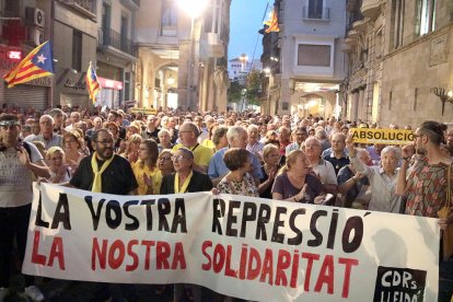 Imatge de la manifestació que es va fer a Lleida en protesta per les detencions.