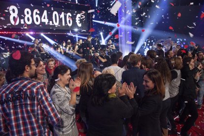 Imatge d'arxiu del plató de TV3 durant una celebració de 'La Marató'