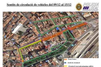 Mapa de las afectaciones del tráfico a causa de las obras