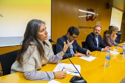 Instant de l'acte de presentació d'URV Plural ahir a la tarda al campus Catalunya.