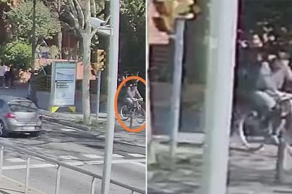 Imágenes distribuidas por la Guardia Urbana de Barcelona para intentar localizar al ciclista.